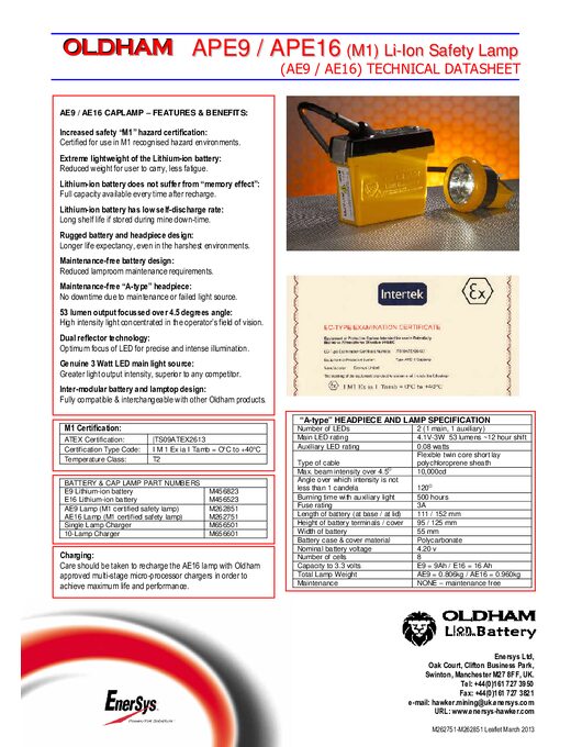 EnerSys Ltd catalogue or product image